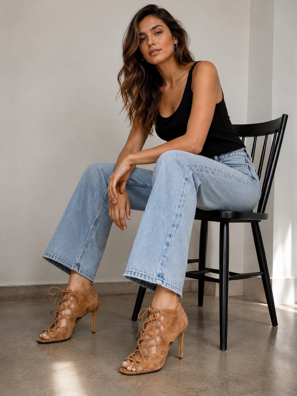 ALEXANDRE BIRMAN Tan Suede Lace-Up Heels 38.5
